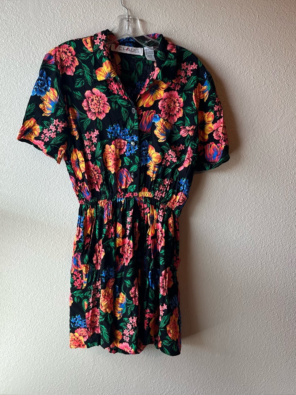 Vintage 80’s Floral Button-Front Romper Chaus Size Small Retro Funky Vacation